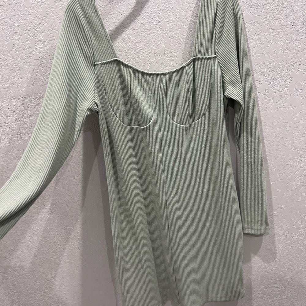 J for Justify Ribbed Long Sleeve Sage Dress